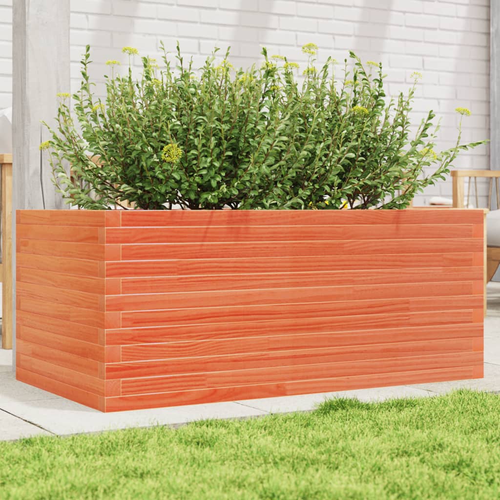 Jardinera Madera Maciza De Pino Marrón Cera 110x60x45,5 Cm_1