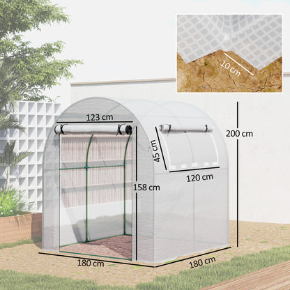 Outsunny Invernadero De Jardín 180x180x200 Cm Puerta Enrollable Ventana De Malla_2