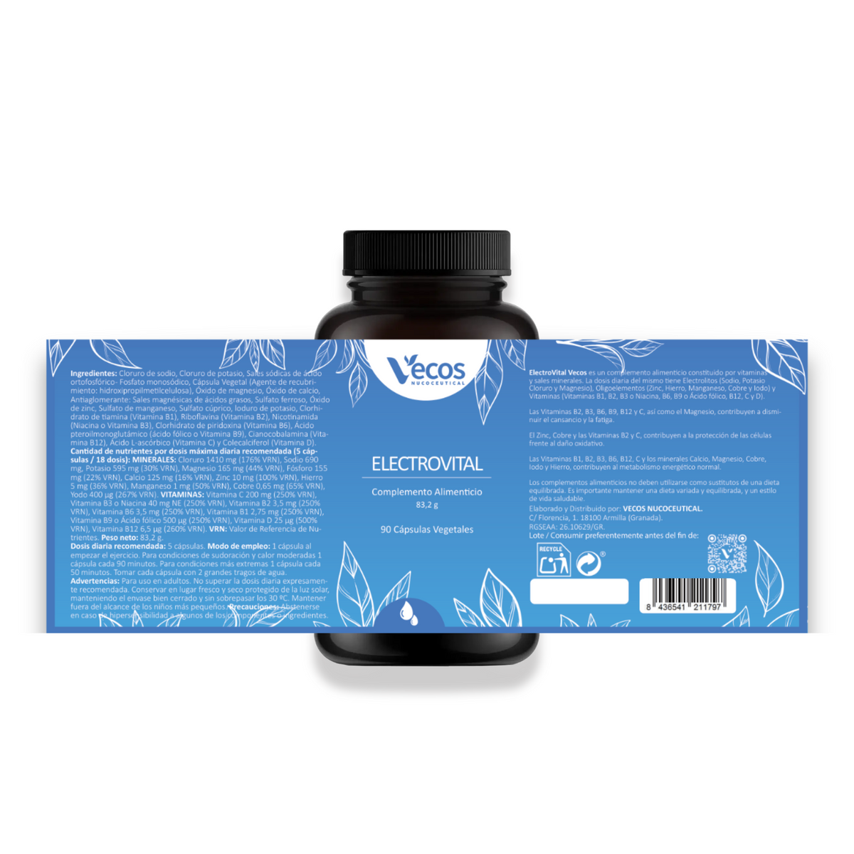 Electrovital Vecos 90 Cápsulas | Hidratación Y Electrolitos | Sales Minerales + Vitaminas Para Deporte_4