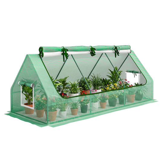 Mini Invernadero Outsunny Acero, Pe Verde 240x90x90 Cm_0