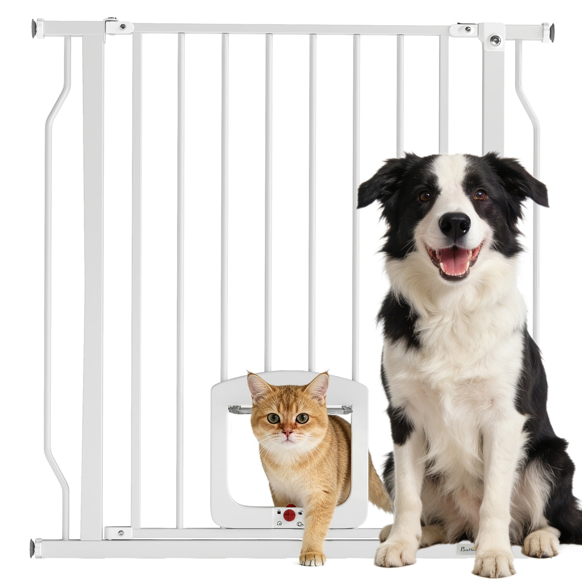 Pawhut Barrera De Seguridad Para Perros Para Escaleras Y Puertas 75-85 Cm Blanco_0