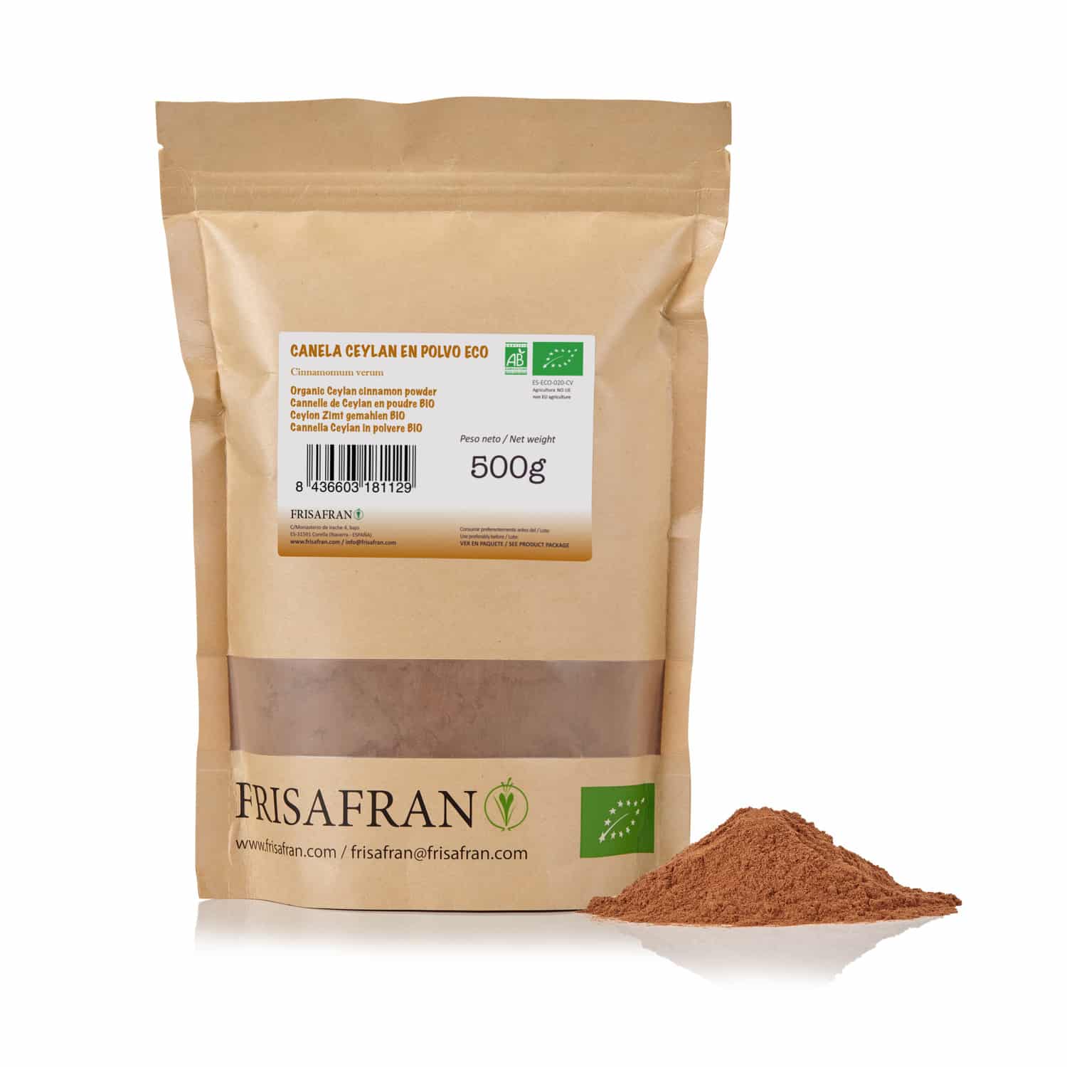 Canela Ceylan En Polvo Ecológica | Calidad | Frisafran 500 G_1