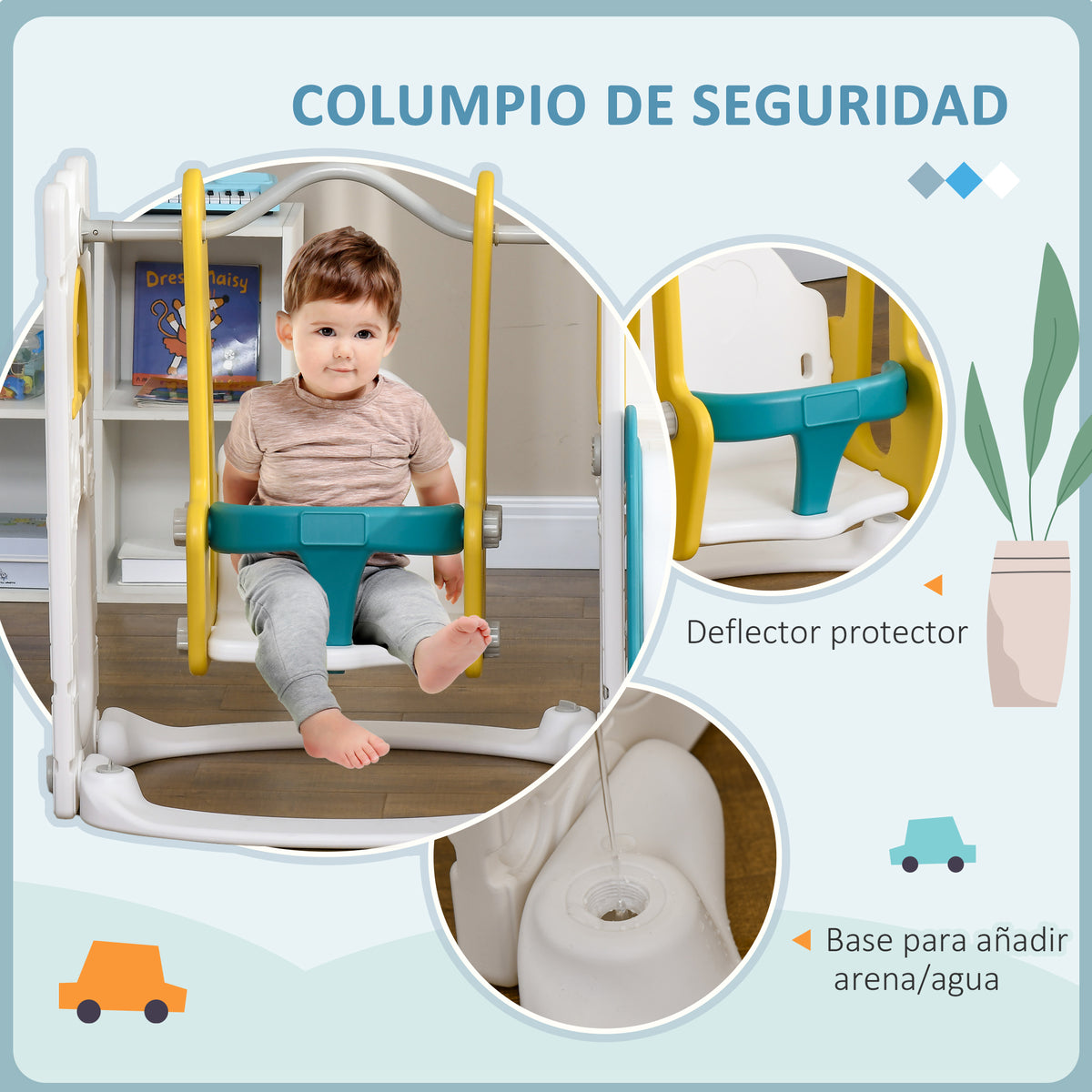 Aiyaplay Tobogán Infantil 6 En 1 Con Columpio Y Tobogán Multicolor_5