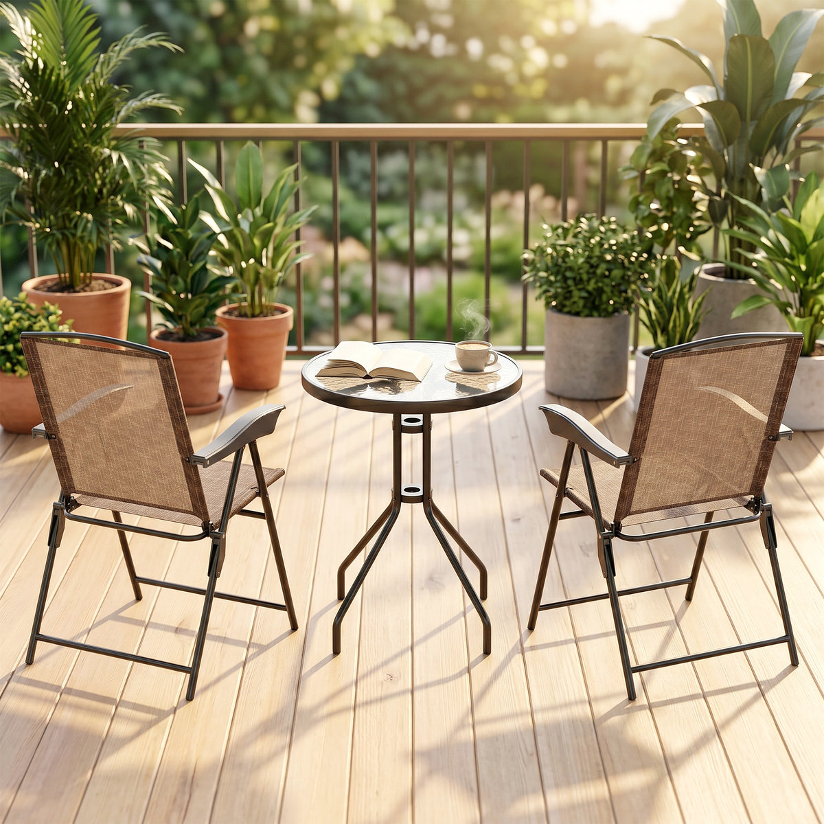 Outsunny Conjunto Mesa Y 2 Sillas Muebles Jardín De Exterior Patio Terraza_4