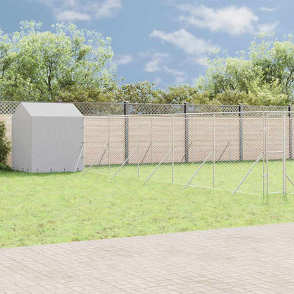 Perrera Exterior Con Toldo Acero Galvanizado Plata 12x12x2,5 M_1