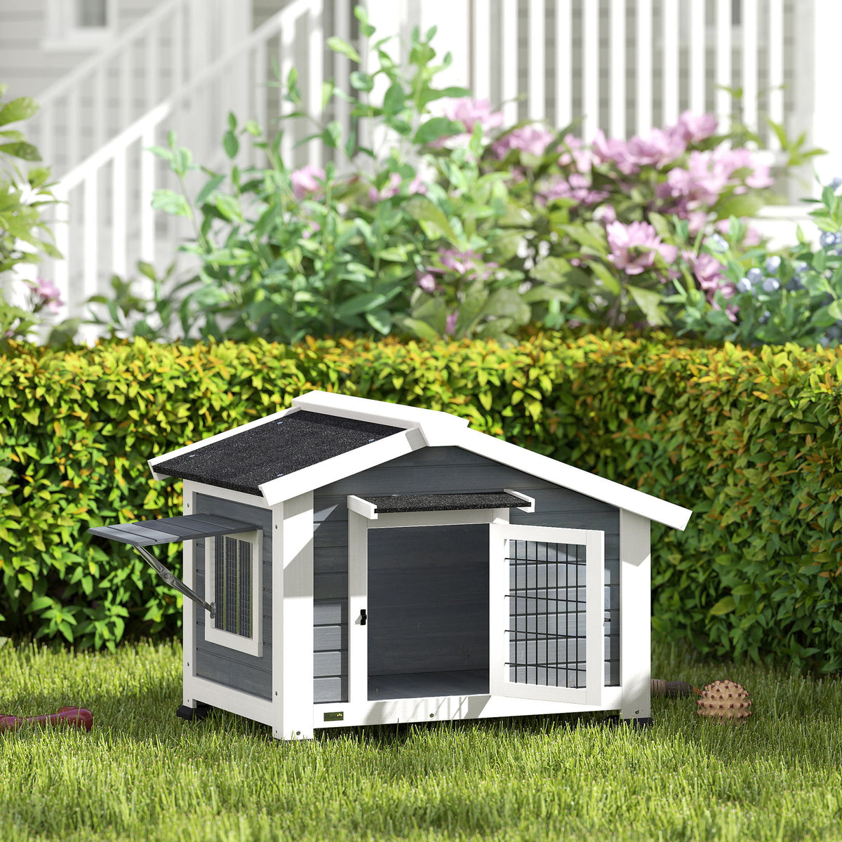 Pawhut Caseta Para Perros Exterior De Madera Con Techo Asfático Suelo Extraíble_1