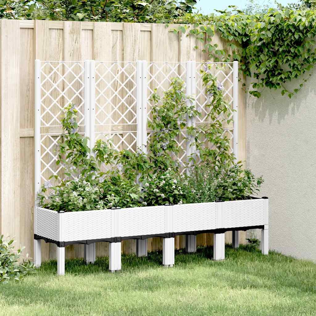 Jardinera Con Enrejado Pp Blanco 160x40x142 Cm_1