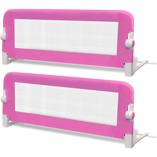 Barandilla De Seguridad Cama De Niño 2 Uds Rosa 102x42 Cm_0