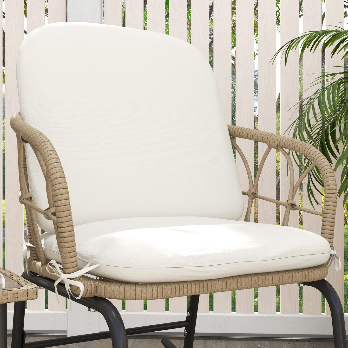 Outsunny Conjunto De Muebles De Ratán De 3 Piezas Para Jardín Crema Y Beige_4