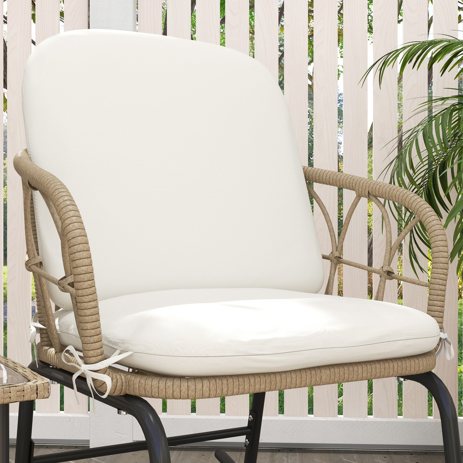 Outsunny Conjunto De Muebles De Ratán De 3 Piezas Para Jardín Crema Y Beige_4