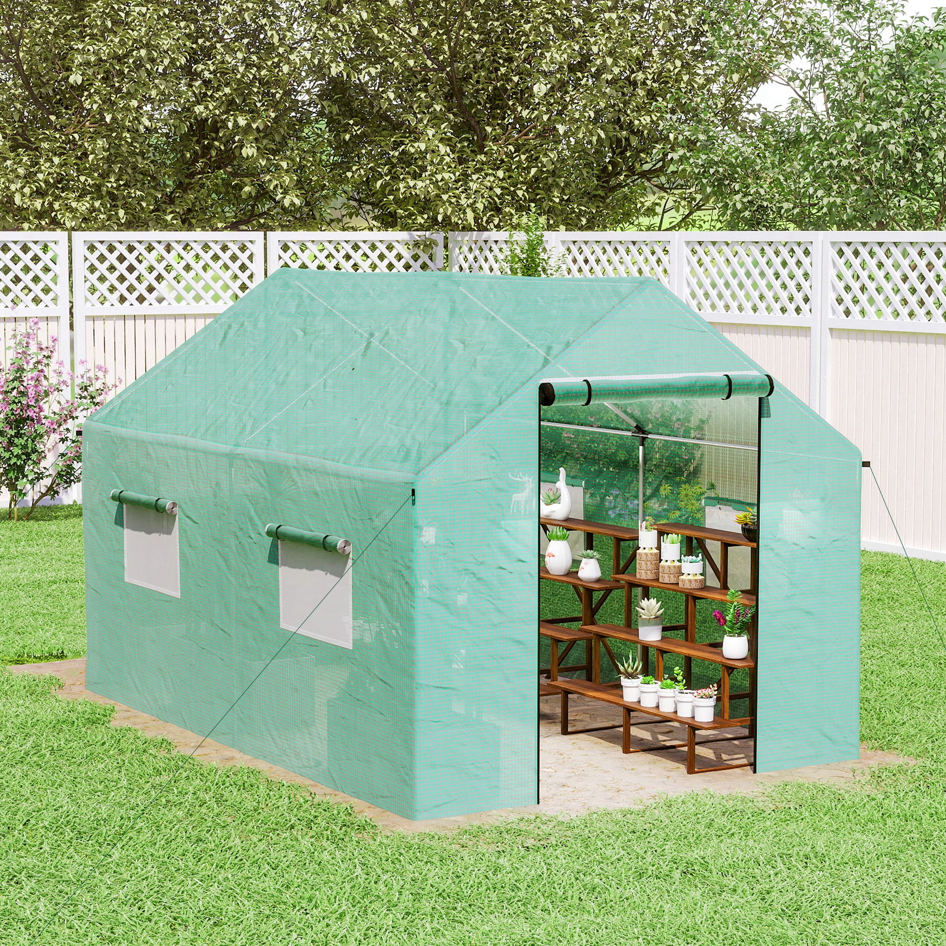 Outsunny Invernadero De Exterior 2x3x2 M Con 4 Ventanas De Malla Verde_4