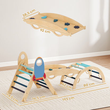 Aiyaplay 8 En 1 Triángulo De Escalada Montessori Con Arco Y Rampa Azul_2