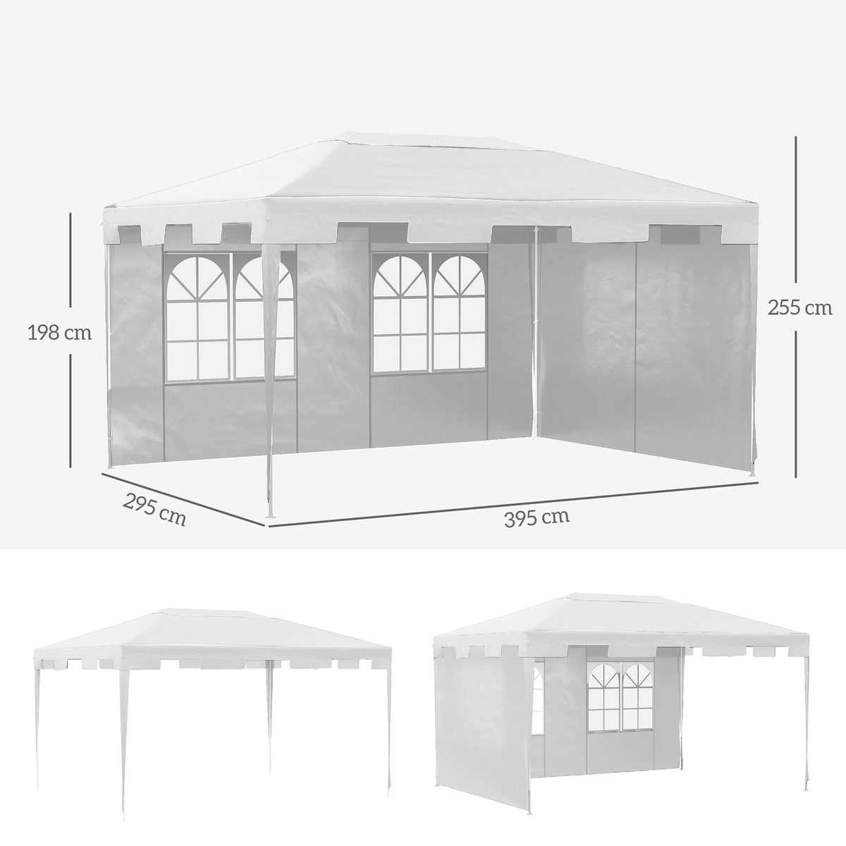 Outsunny Carpa De Jardín 4x3 M Con 2 Laterales 2 Ventanas Anti-uv Blanco_2