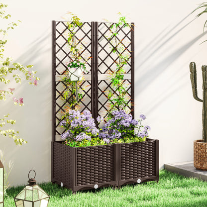 Outsunny Jardinera Con Enrejado De Pp Con Drenaje Y Amplio Espacio 80x40x135 Cm_1