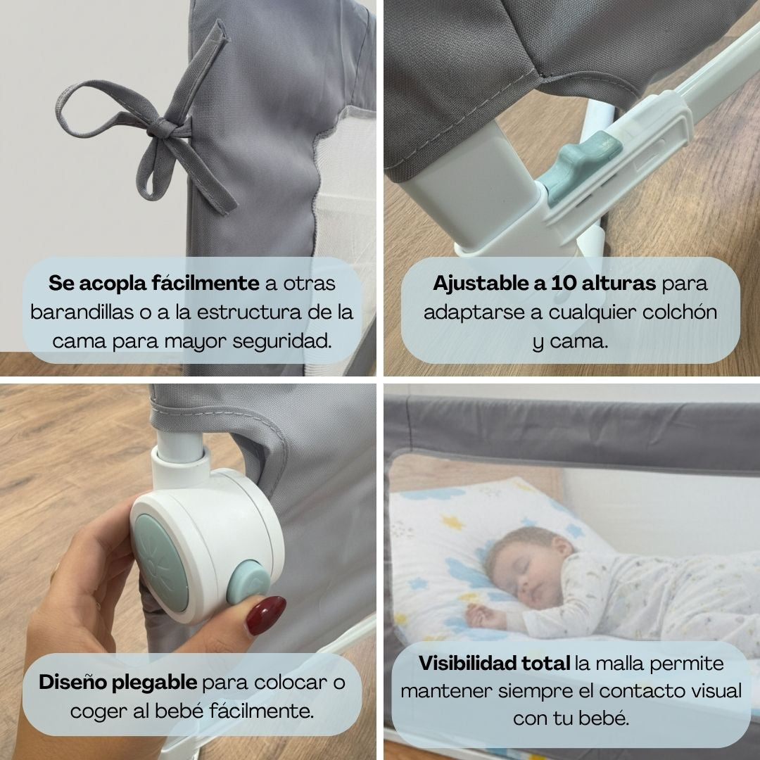 Bathby Barandilla De Cama Infantil 150 Cm – Altura Ajustable, Sistema Abatible, Malla Transpirable, Seguridad Anticaídas_4