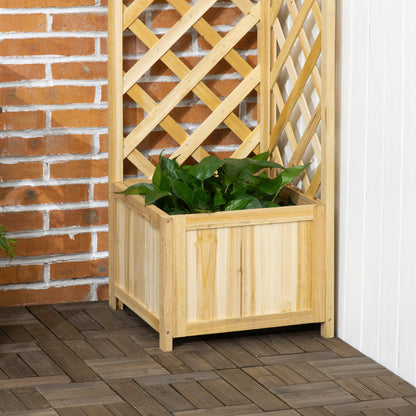 Outsunny Jardinera Con Enrejado De Madera Para Trepadoras 40x40x145 Cm Natural_3