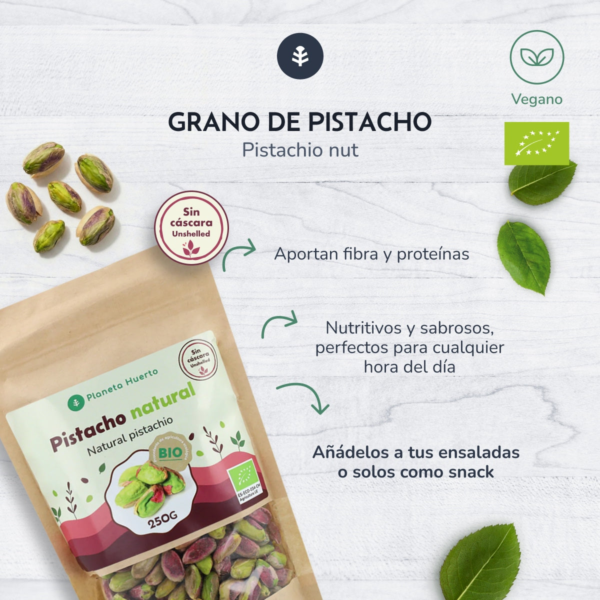 Grano de pistacho natural ECO Planeta Huerto 250 g