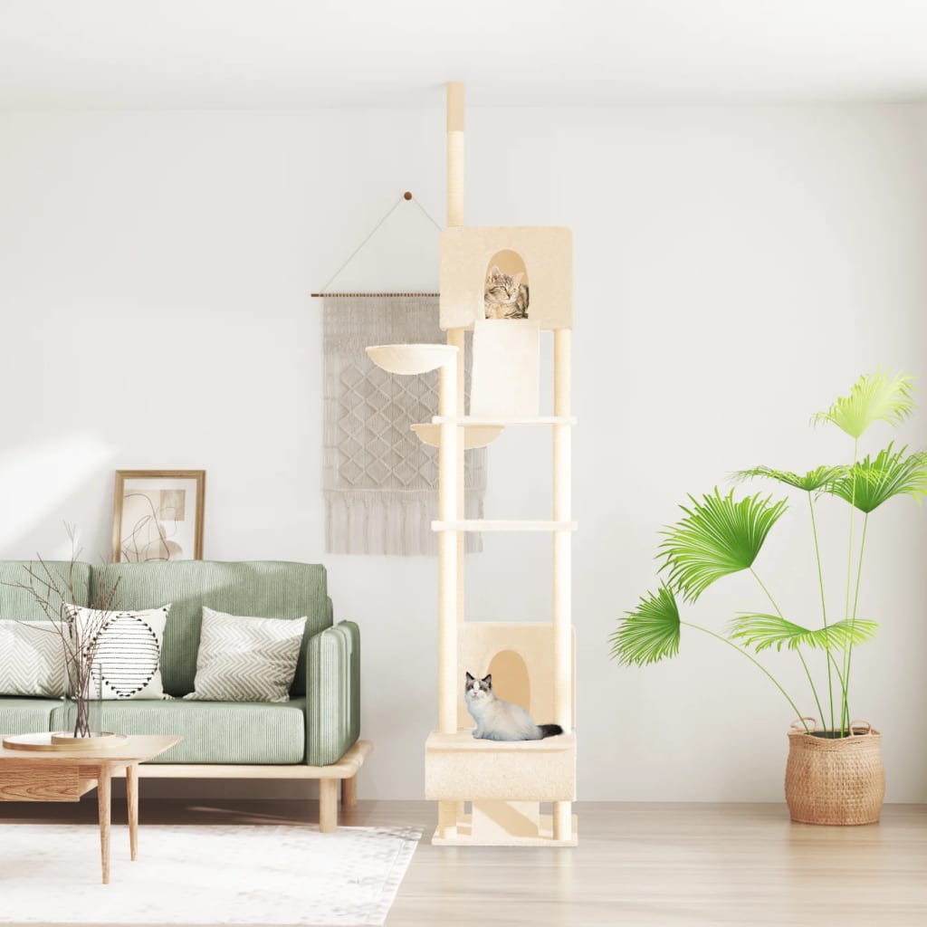 Árbol Rascador Para Gatos De Suelo A Techo Crema 277-303 Cm_1