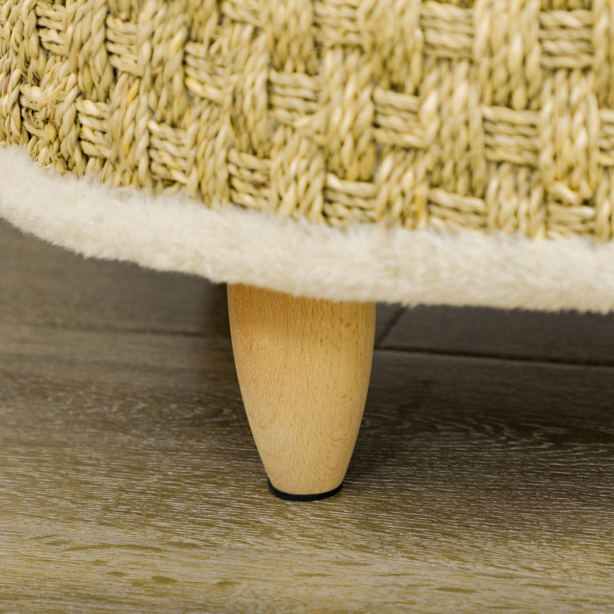 Pawhut Cama Elevada Para Perros Miniaturas Con Cojín Lavable Ø48x24,5 Cm Beige_4