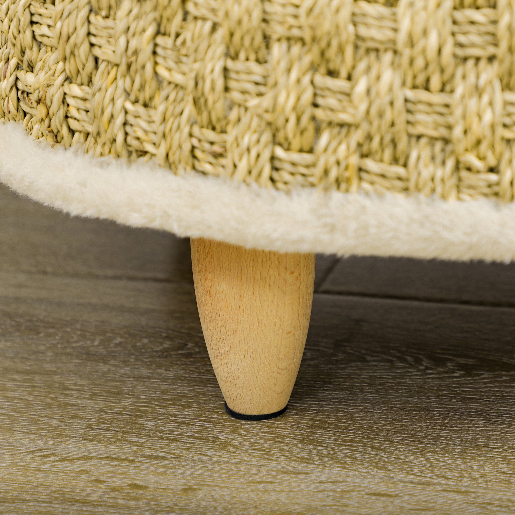 Pawhut Cama Elevada Para Perros Miniaturas Con Cojín Lavable Ø48x24,5 Cm Beige_4