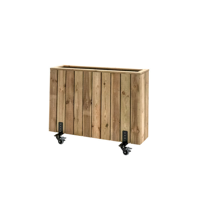 Jardinera Alta De Madera Con Ruedas Para Separar Terrazas 100 X 24 X 80 Cm Hortalia_1