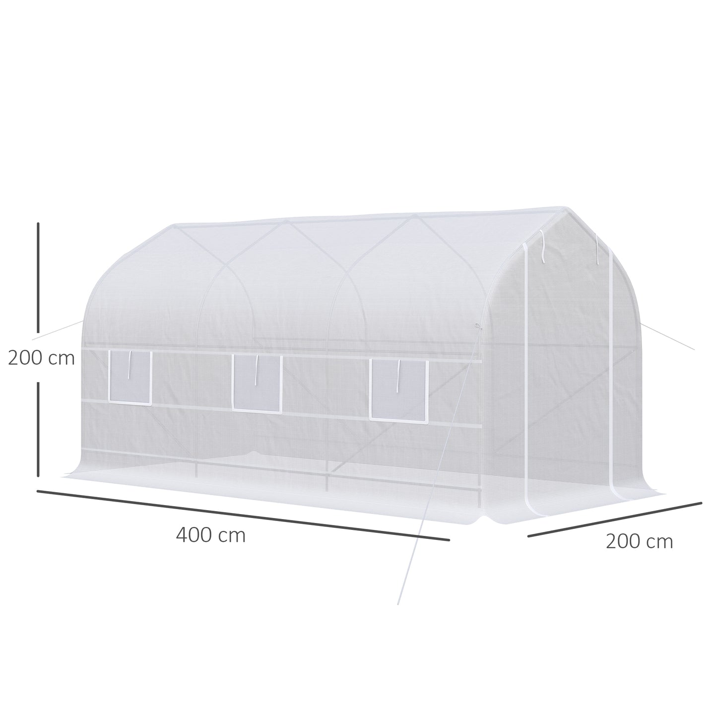 Homcom Invernadero De Túnel Jardín 4x2x2 M Con 6 Ventanas Y Puerta Blanco_2
