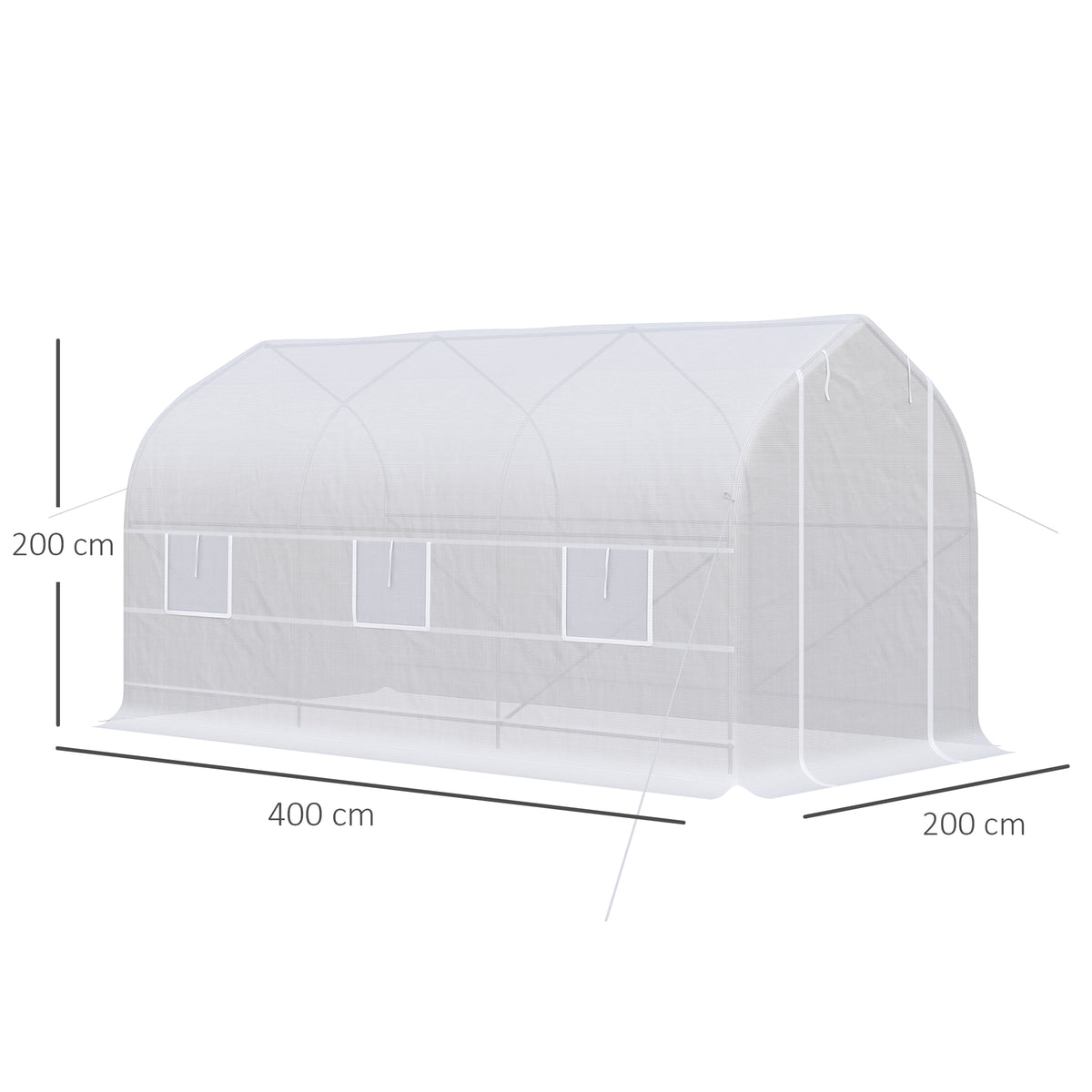 Homcom Invernadero De Túnel Jardín 4x2x2 M Con 6 Ventanas Y Puerta Blanco_2