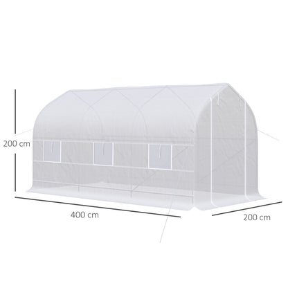 Homcom Invernadero De Túnel Jardín 4x2x2 M Con 6 Ventanas Y Puerta Blanco_2
