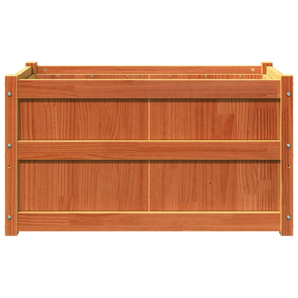 Jardinera Exterior Madera Maciza Pino Marrón Cera 90x50x50 Cm_4