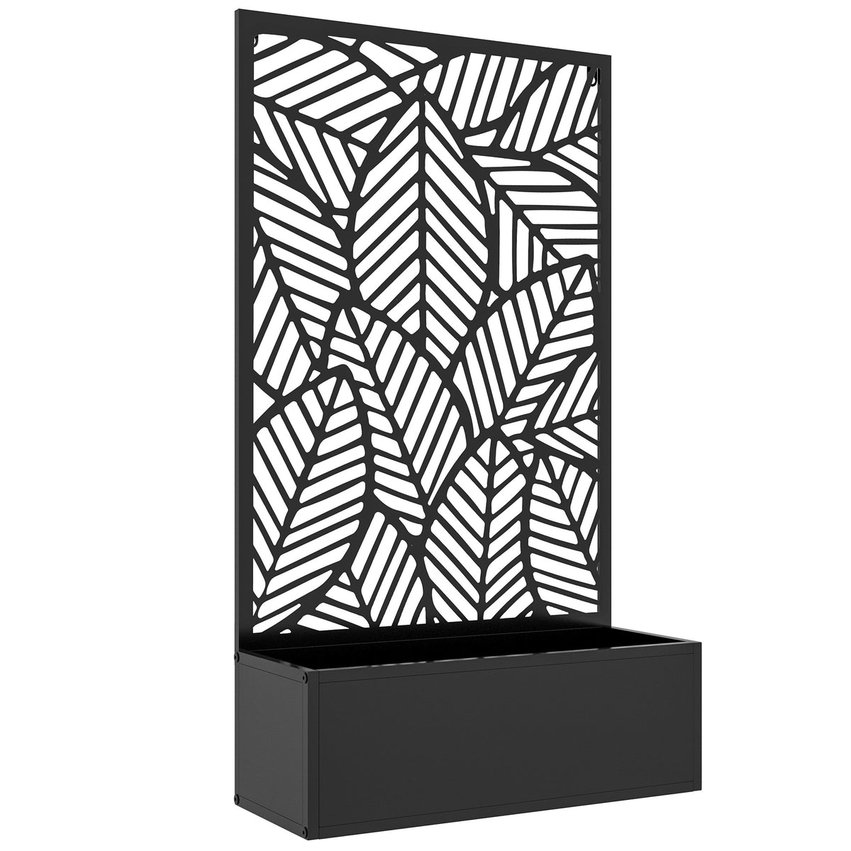 Outsunny Jardinera Con Biombo De Metal 61x23x113 Cm Negro_0