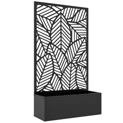 Outsunny Jardinera Con Biombo De Metal 61x23x113 Cm Negro_0