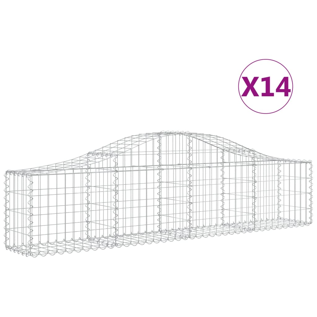 Cestas De Gaviones 14 Uds Forma De Arco Hierro 200x30x40/60 Cm_0