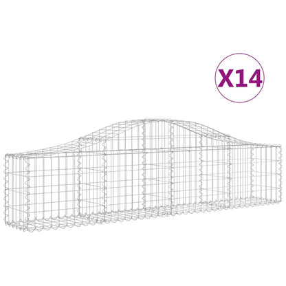 Cestas De Gaviones 14 Uds Forma De Arco Hierro 200x30x40/60 Cm_0