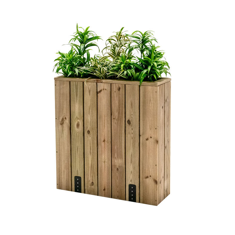 Jardinera Alta De Madera Con Anclaje Al Suelo 75 X 24 X 80 Cm Para Separar Terrazas Hortalia_0