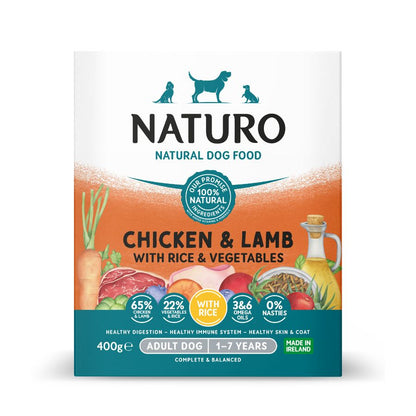 Naturo Comida Humeda Perro Pollo Cordero Arroz Y Veg 400g X 7 Tarrinas_0
