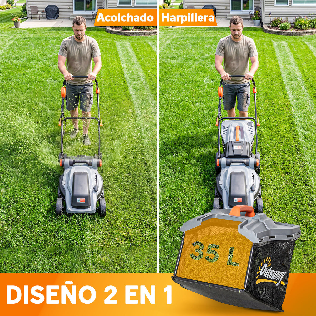 Cortacésped Outsunny Pp, Acero Gris Claro 113x40x96 Cm_5