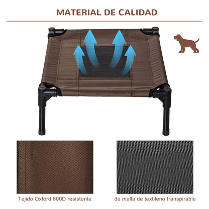 Pawhut Cama Elevada Perros Con Malla Transpirable Tela Oxford 61x46x18 Cm Marrón_5