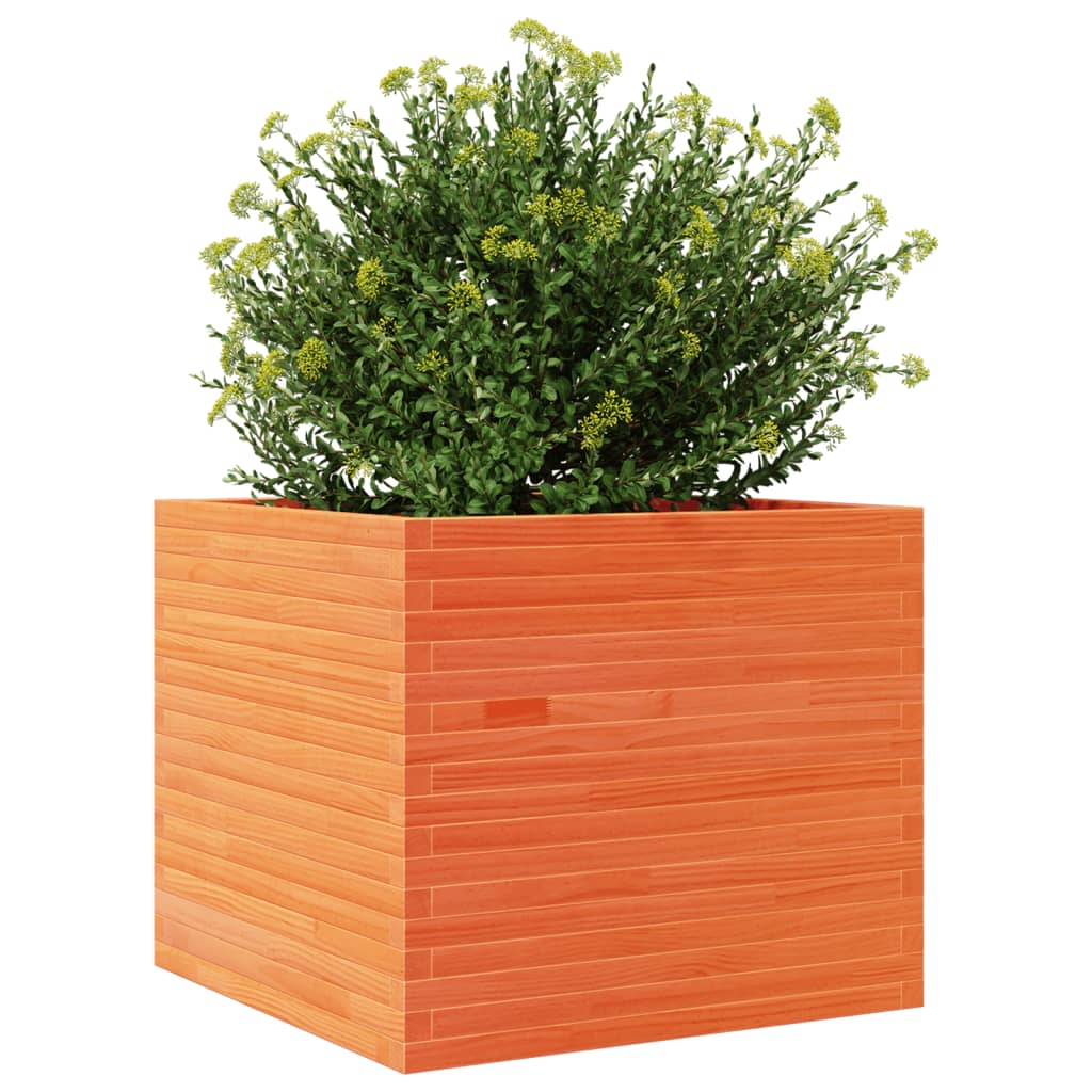 Jardinera Madera Maciza De Pino Marrón Cera 80x80x68,5 Cm_3