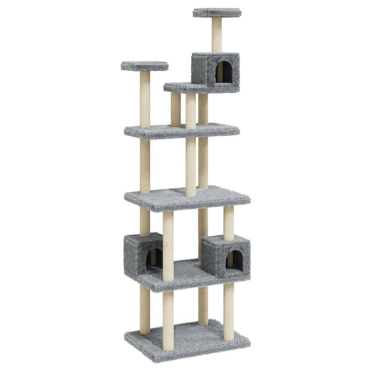 Rascador Para Gatos Con Postes De Sisal Gris Claro 188 Cm_0