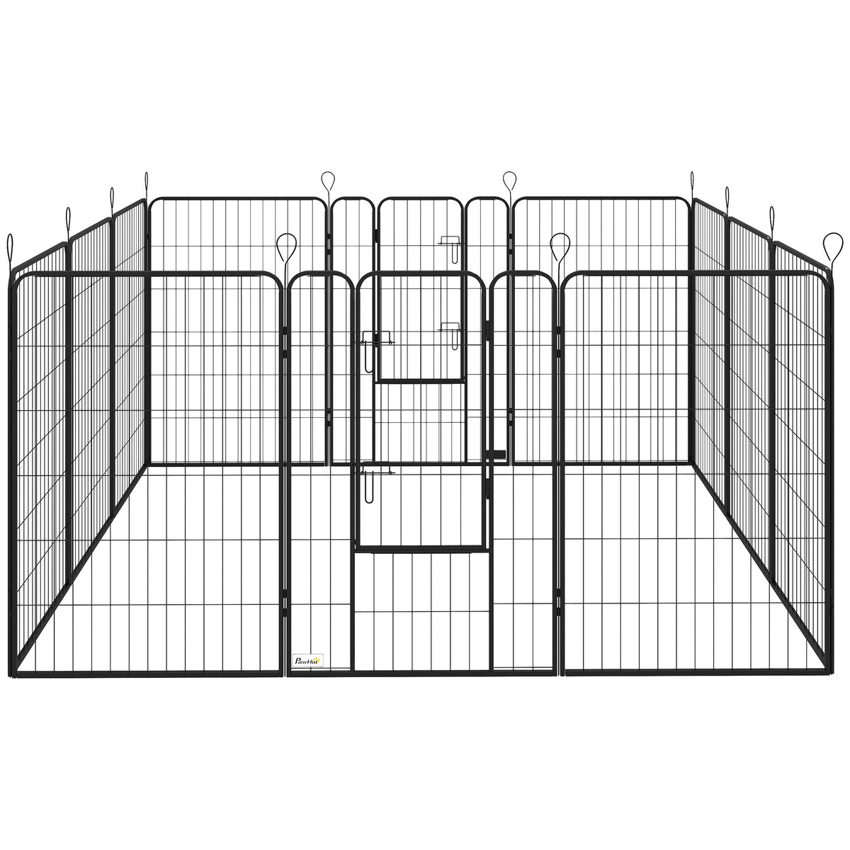 Pawhut Parque Para Perros De 12 Paneles 80x120 Cm Con 2 Puertas Negro_0