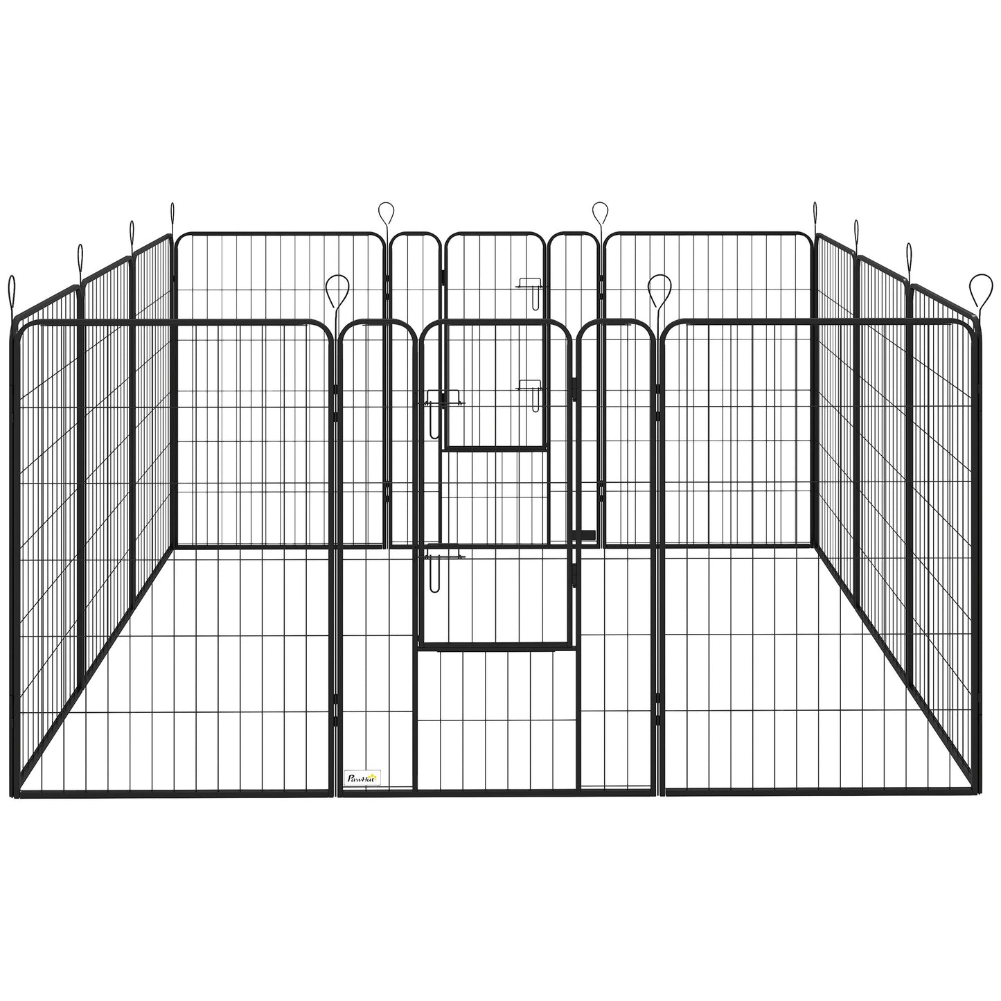 Pawhut Parque Para Perros De 12 Paneles 80x120 Cm Con 2 Puertas Negro_0