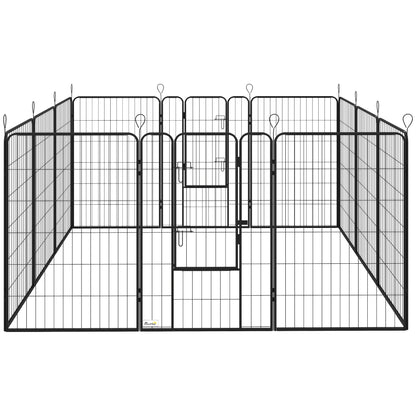 Pawhut Parque Para Perros De 12 Paneles 80x120 Cm Con 2 Puertas Negro_0