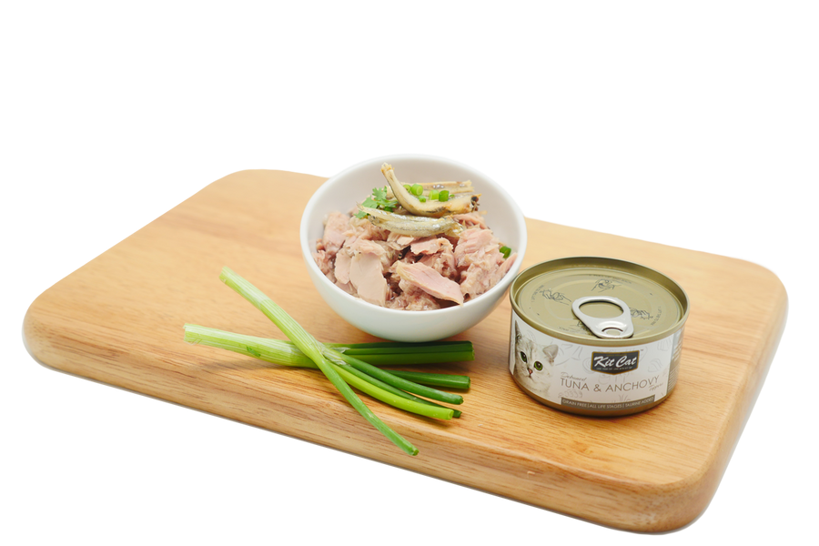 Kit Cat Lata Toppers - Atún & Anchoas 80 g Comida húmeda para gatos