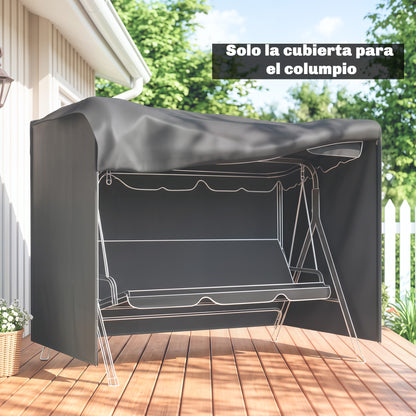 Outsunny Funda Balancín Jardín Con 2 Cremalleras 205x124x164 Cm Gris Oscuro_3