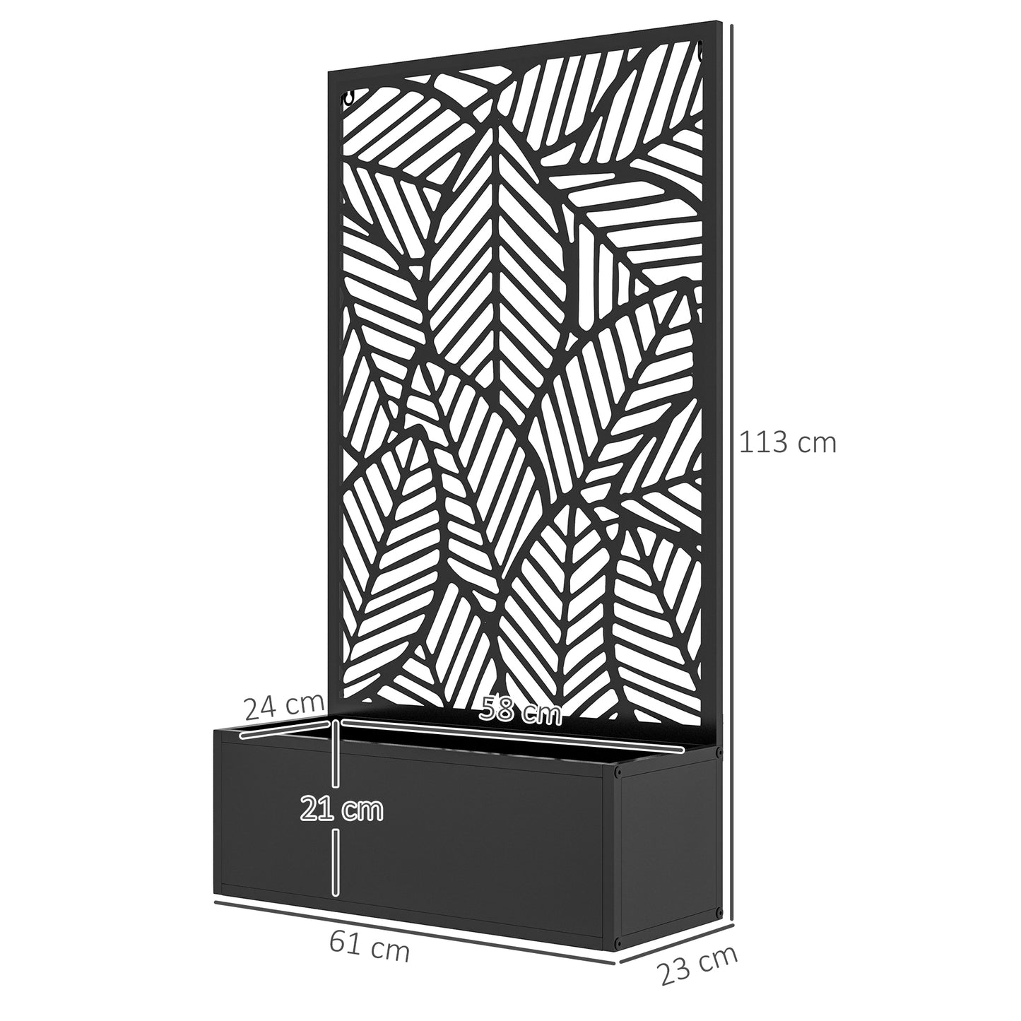 Outsunny Jardinera Con Biombo De Metal 61x23x113 Cm Negro_2