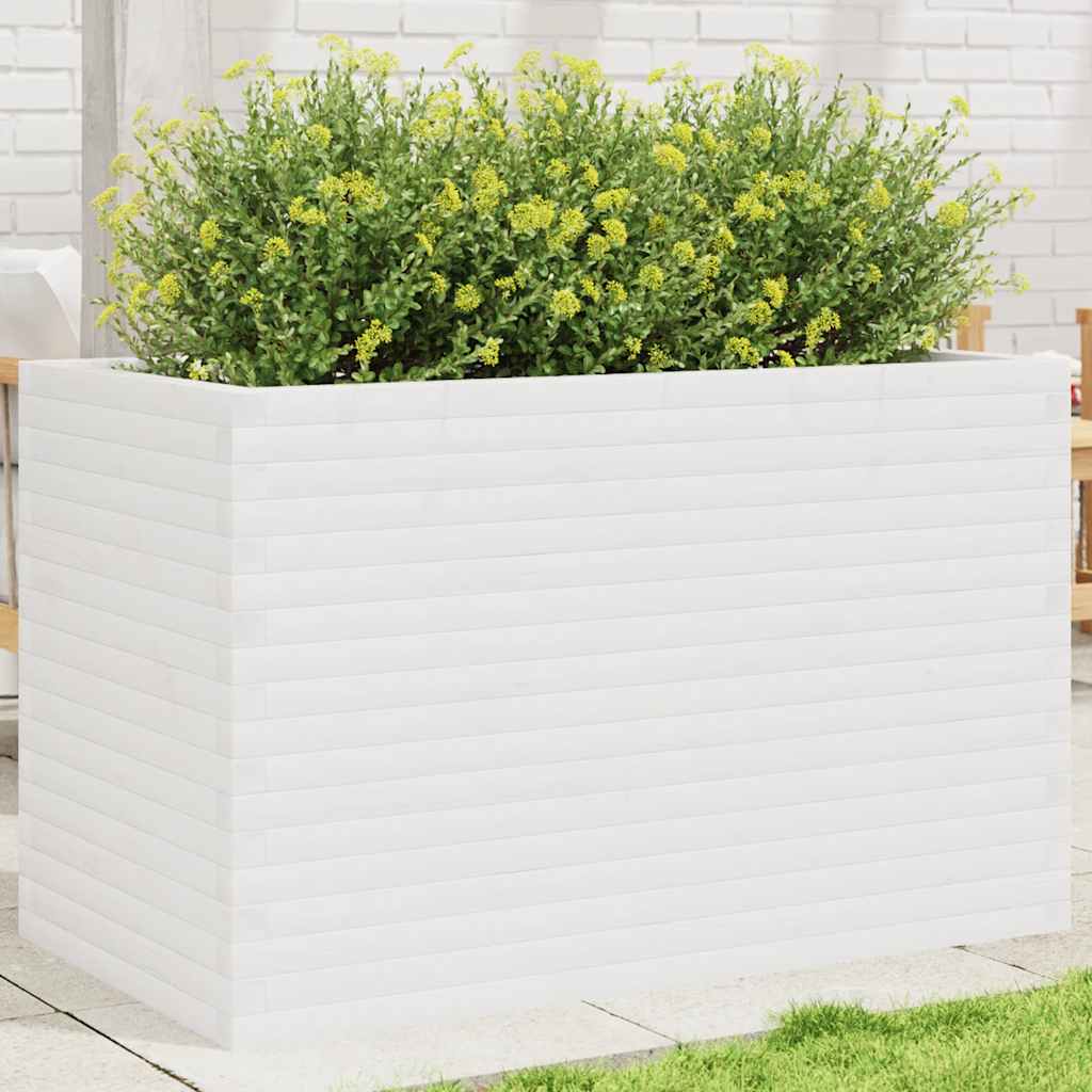 Jardinera Madera Maciza De Pino Blanco 110x60x68,5 Cm_1