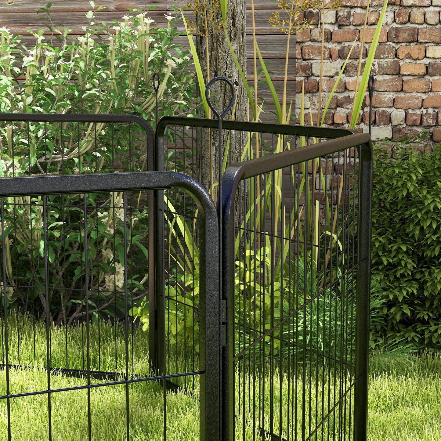 Pawhut Parque Para Perros De 8 Paneles 80x60 Cm Forma Personalizable Negro_4