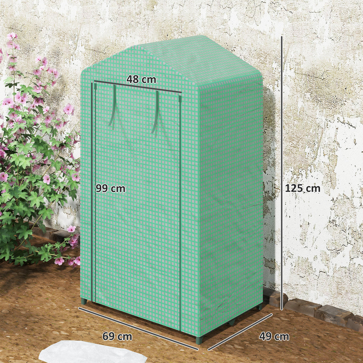 Invernadero De Jardín Outsunny Metal, Pe Verde 69x49x125 Cm_2