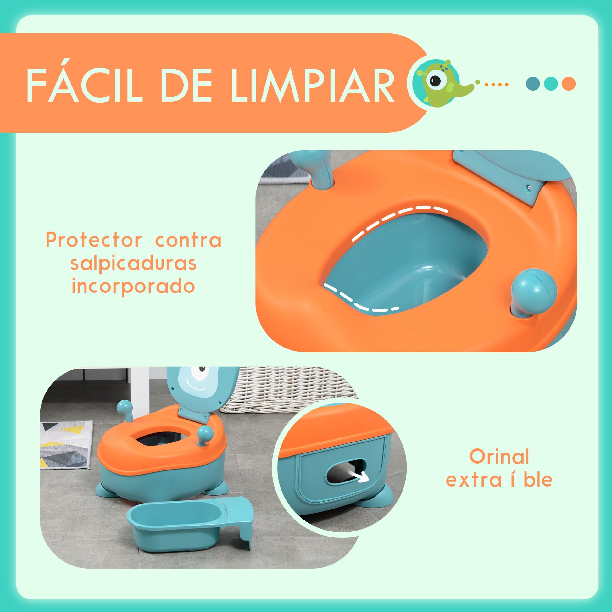 Zonekiz Orinal Para Bebé De 6-36 Meses Portátil Con Tapa 35,6x35,7x22,2 Cm Azul_5