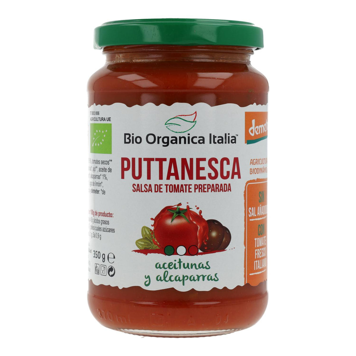 Salsa de Tomate Puttanesca con Olivas y Alcaparras Bio Demeter Organica Italia 325 ml